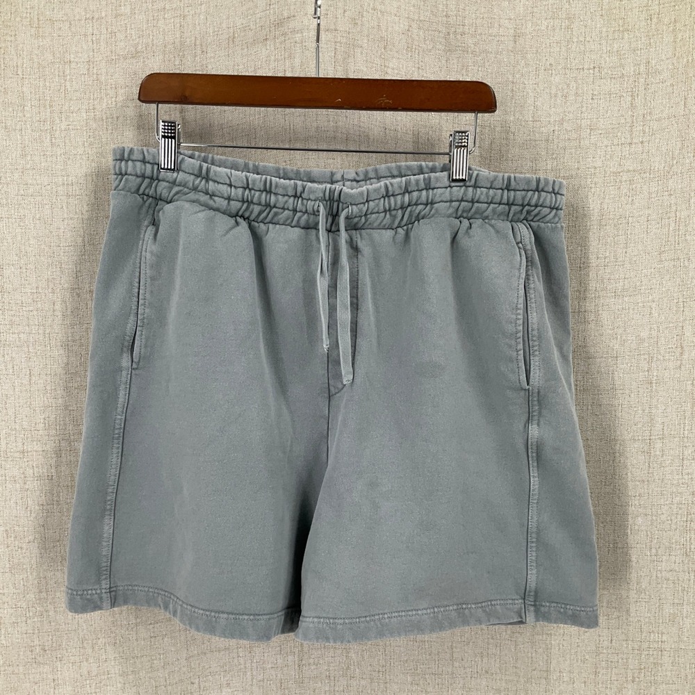 Zara Sweat Shorts Mens XL Gray Minimalist Relaxed Fit Drawstring Cotton Blend
